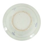 Antique 17” Hand Painted Blue and White Chinese Bowl - Image 6