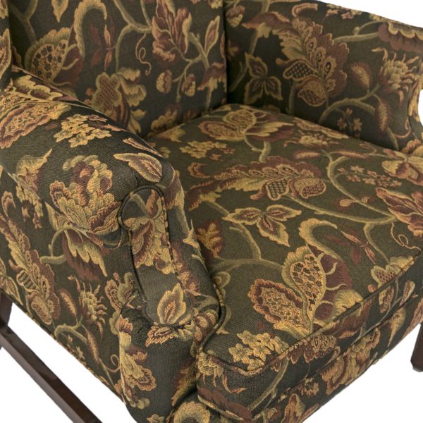 SHERRILL Floral Upholstered Chippendale Wing Chair - Image 3