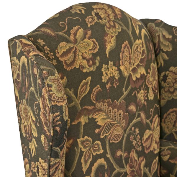 SHERRILL Floral Upholstered Chippendale Wing Chair - Image 2