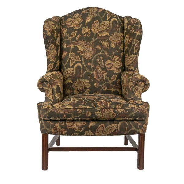 SHERRILL Floral Upholstered Chippendale Wing Chair - Image 4