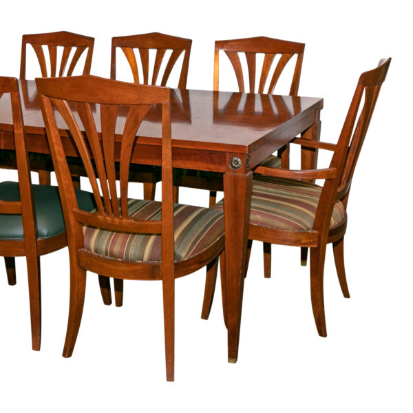 ETHAN ALLEN Medallion Collection Regency Dining Set with 8 Chairs, 2-18” Leaves, and Pads - Image 1
