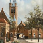 GEORGE JAN DISPO(1922-1973) Original Oil on Canvas Painting of Prinsenhof Delft - Image 2