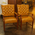Pair of PAOLI CHAIR CO. Tufted Brown Vinyl Chairs - Image 4