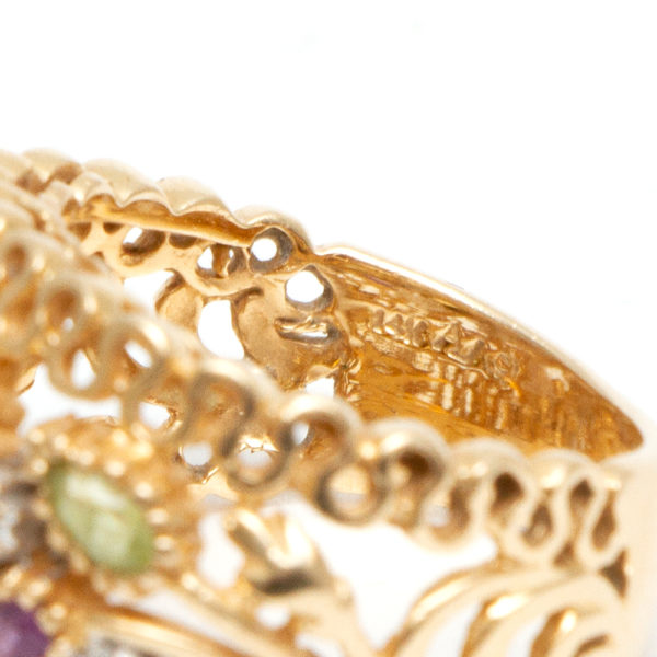 Citrine, Amethyst, Peridot and Diamond Ring in 14 Karat Gold - Image 3