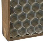 Rustic Wood and Galvanized Metal Honeycomb Wine Rack - Image 4