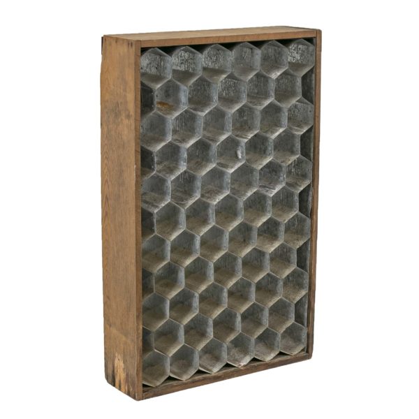Rustic Wood and Galvanized Metal Honeycomb Wine Rack - Image 1
