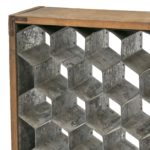 Rustic Wood and Galvanized Metal Honeycomb Wine Rack - Image 3