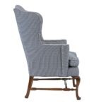 Blue and White Upholstered Wing Chair - Image 6
