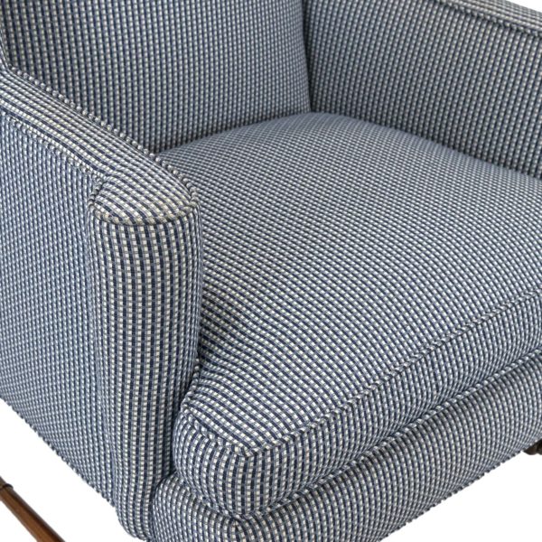 Blue and White Upholstered Wing Chair - Image 3