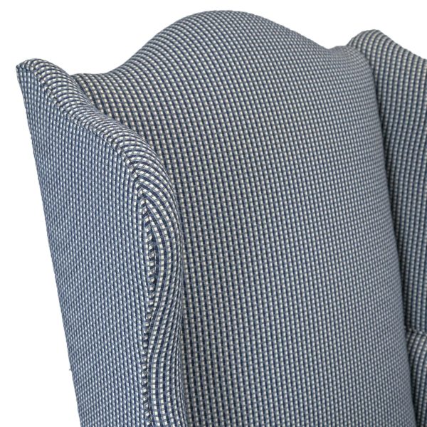 Blue and White Upholstered Wing Chair - Image 2
