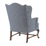 Blue and White Upholstered Wing Chair - Image 7
