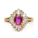 0.72 Carat Oval Ruby and 1.03 Total Carat Diamond Cocktail Ring in 14 Karat Gold