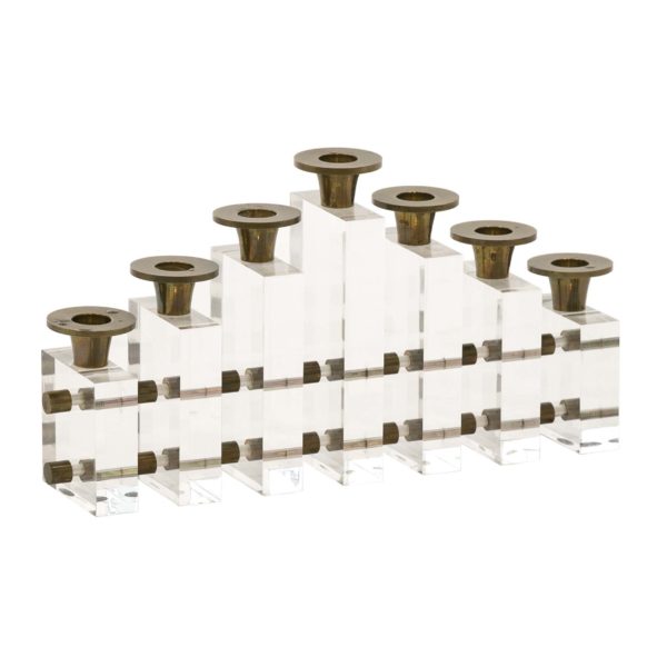 Mid Century Lucite and Brass Candle Holder Attributed to Charles Hollis Jones - Image 4