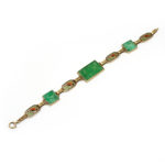 Carved Jade and Enamel Bracelet in 14 Karat Gold - Image 2