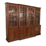 Custom Crafted Cherry Finish Bookcase with Cathedral Windows