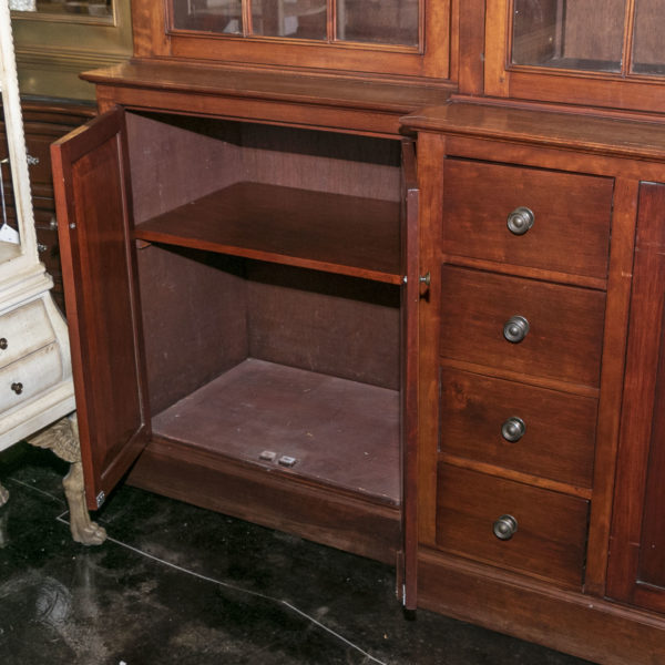 Custom Crafted Cherry Finish Bookcase with Cathedral Windows - Image 8