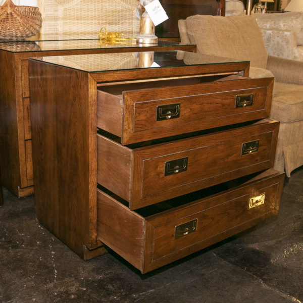 HENREDON Campaign Style 3 Drawer Nightstand - Image 3