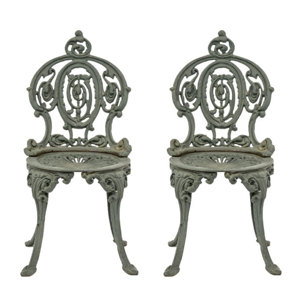 Pair of Antique Ornate Cast Iron Garden Chairs - Image 1