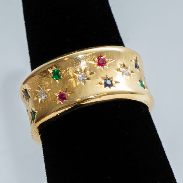 0.50 Total Carat Diamond, Ruby, Emerald, and Sapphire Ring in 18 Karat Gold - Image 3
