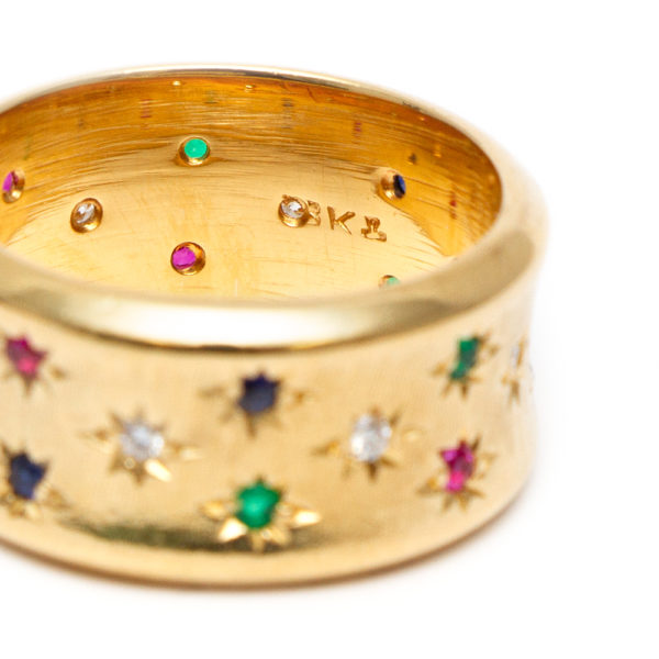 0.50 Total Carat Diamond, Ruby, Emerald, and Sapphire Ring in 18 Karat Gold - Image 2
