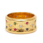 0.50 Total Carat Diamond, Ruby, Emerald, and Sapphire Ring in 18 Karat Gold