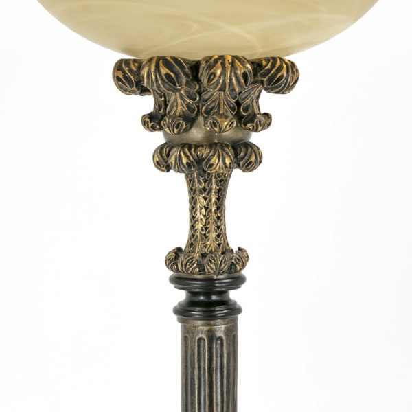 Ornate Floor Lamp with Frosted Glass Shade - Image 3