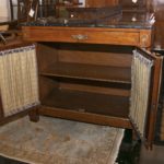 Vintage Neoclassical Credenza with Marble Top and Curtained Doors - Image 5