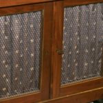Vintage Neoclassical Credenza with Marble Top and Curtained Doors - Image 4