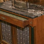 Vintage Neoclassical Credenza with Marble Top and Curtained Doors - Image 3