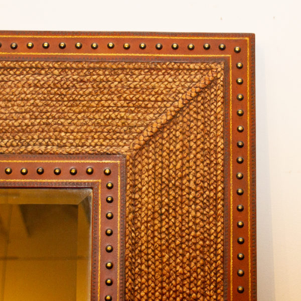 MAITLAND SMITH Leather and Woven Seagrass Leaning Mirror - Image 2