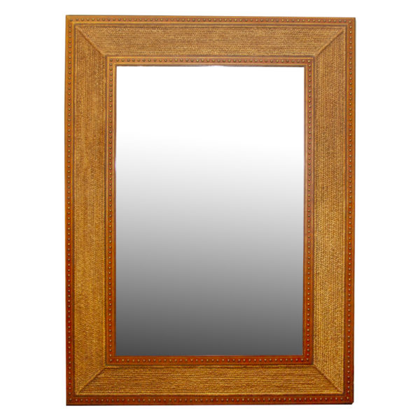 MAITLAND SMITH Leather and Woven Seagrass Leaning Mirror - Image 1
