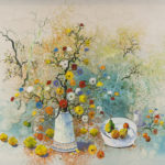 GHANG-HO Original Oil Still Life of Flowers and Fruits - Image 2