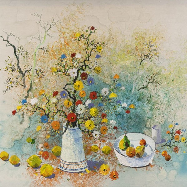 GHANG-HO Original Oil Still Life of Flowers and Fruits - Image 2