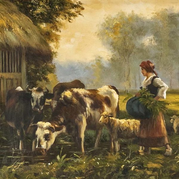 Original Oil on Board Painting of Pastoral Landscape - Image 2