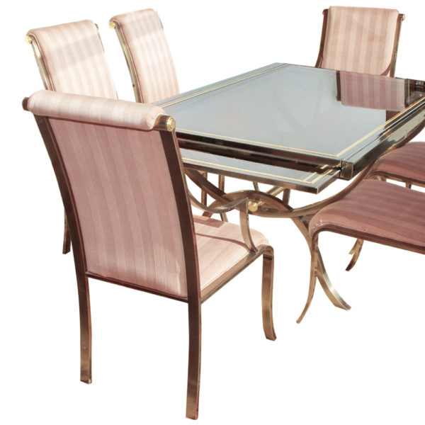 DIA Metal and Glass Extension Dining Table with 6 Chairs - Image 1