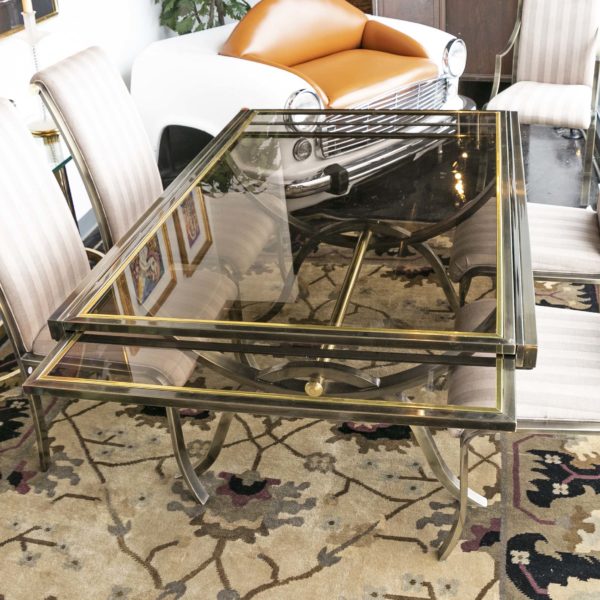 DIA Metal and Glass Extension Dining Table with 6 Chairs - Image 4