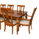 THOMASVILLE Parquet Top Dining Table with 8 Chairs, 2-20” Leaves, and Pads