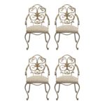 48” Round Glass Dining Table with Iron Base and 4 Chairs - Image 4