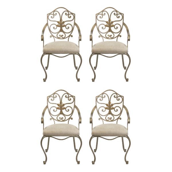 48” Round Glass Dining Table with Iron Base and 4 Chairs - Image 4