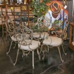 48” Round Glass Dining Table with Iron Base and 4 Chairs - Image 10