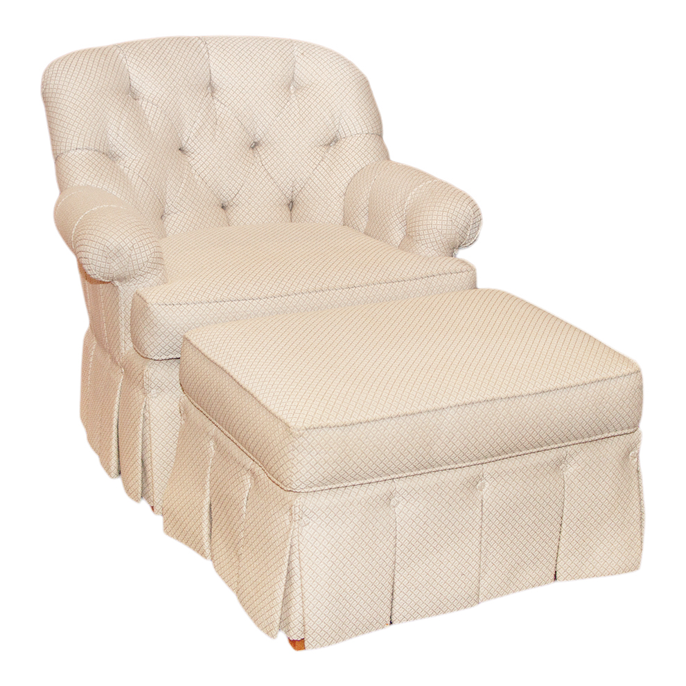 Empierre Beige Fabric Club Chair and Ottoman