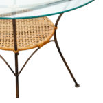 Vintage 36” Rattan and Metal Glass Top Table with 4 Chairs - Image 5