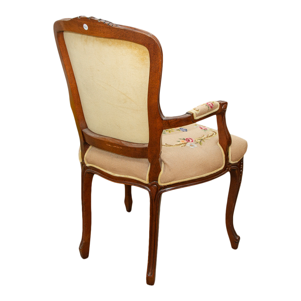 French Antique Louis XVI Style Chair Needlepoint & Petit Point