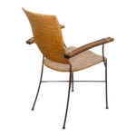 Vintage 36” Rattan and Metal Glass Top Table with 4 Chairs - Image 3