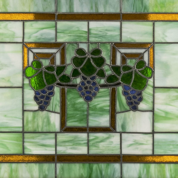 Leaded Glass Window Panel with Grapes in Distressed Frame - Image 2