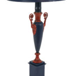 Vintage Pair of Metal Blue and Red Table Lamps - Image 3
