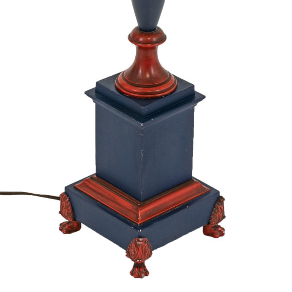 Vintage Pair of Metal Blue and Red Table Lamps - Image 4