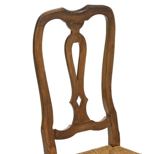 Set of 4 Queen Anne Style High Back Dining Chairs with Rush Seats - Image 2