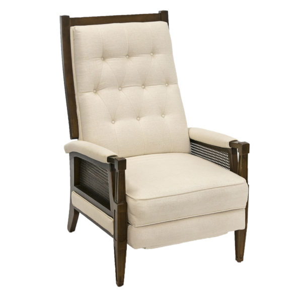 LA-Z-BOY Ivory Button Tufted Back Recliner With Cane Sides - Image 1