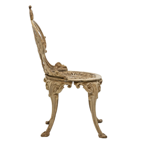 Pair of Antique White Painted Iron Garden Chairs - Image 5